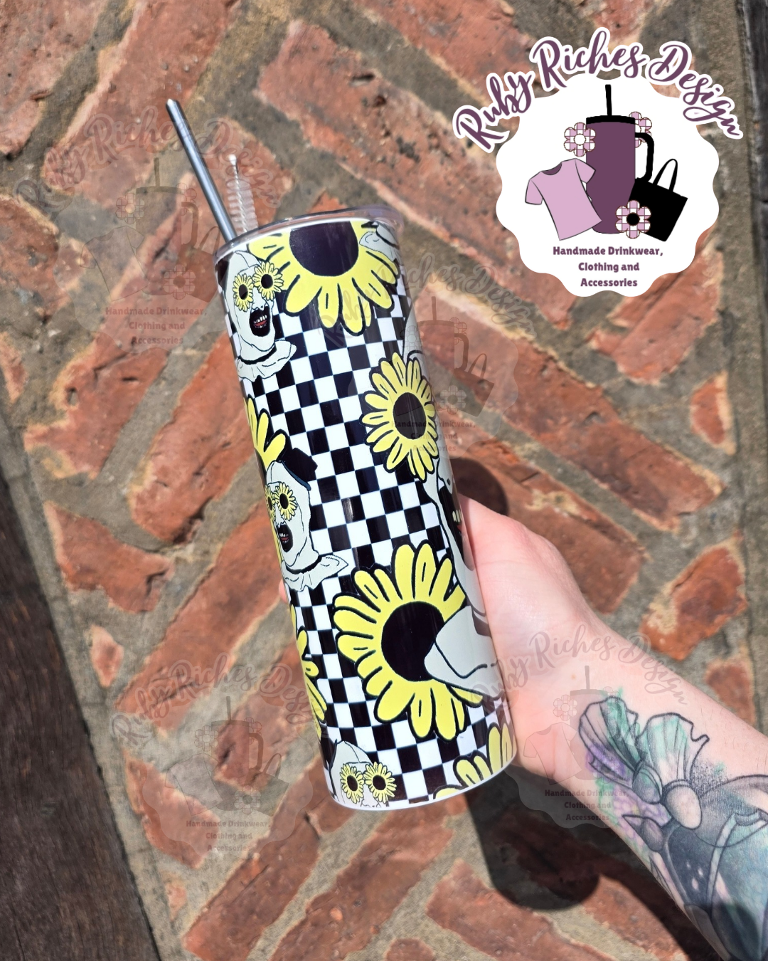 Art The Clown Sunflower 20oz Double Wall Insulated Metal Tumbler