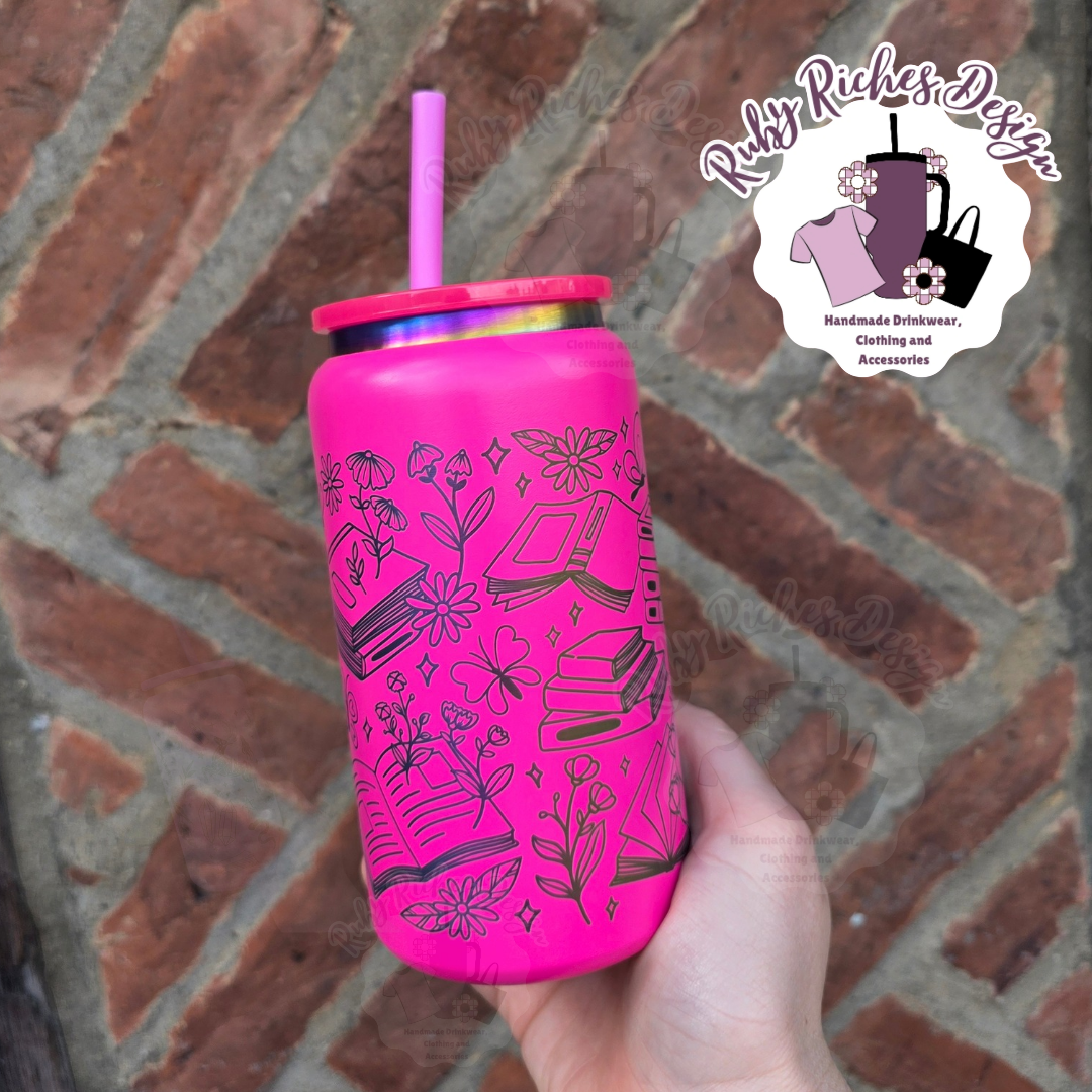 Sorry Im All Booked Up Engraved Rainbow plated metal tumbler