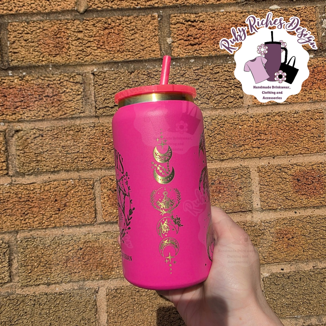 Bright Pink Rainbow Plated The Bat Boys 16oz Engraved Tumbler