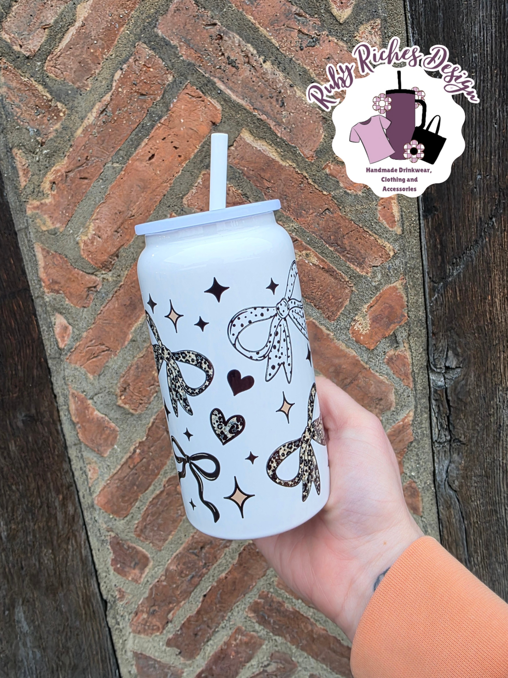 Printed Bows 16oz Double Wall Insulated Metal Tumbler