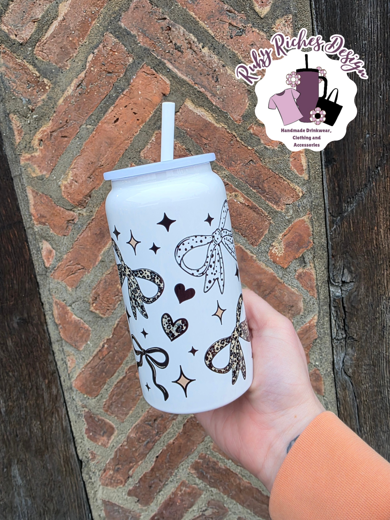 Printed Bows 16oz Double Wall Insulated Metal Tumbler