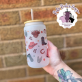 Floral Cow Western theme 16oz Glass Tumbler
