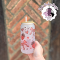 Strawberry Bows 16oz Frosted Glass Tumbler