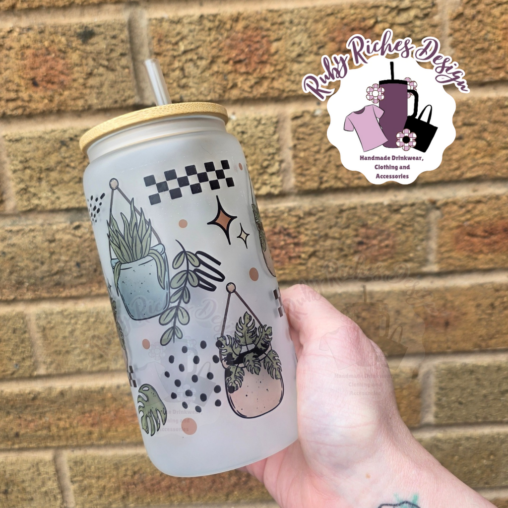 Plantaholic Theme Frosted Glass Tumbler