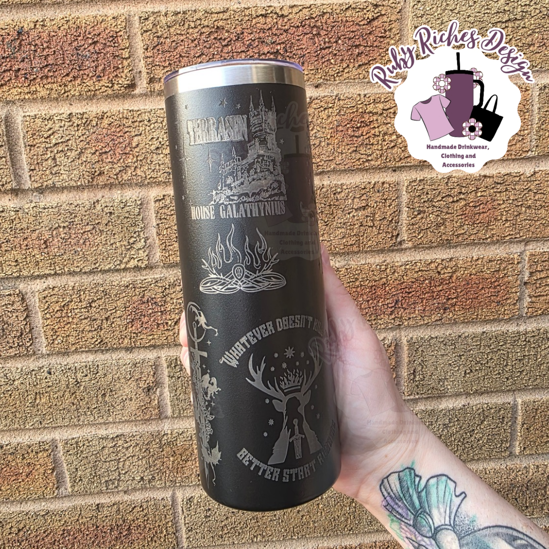 To Whatever End Throne of Glass Theme 20oz double wall insulated engraved tumbler