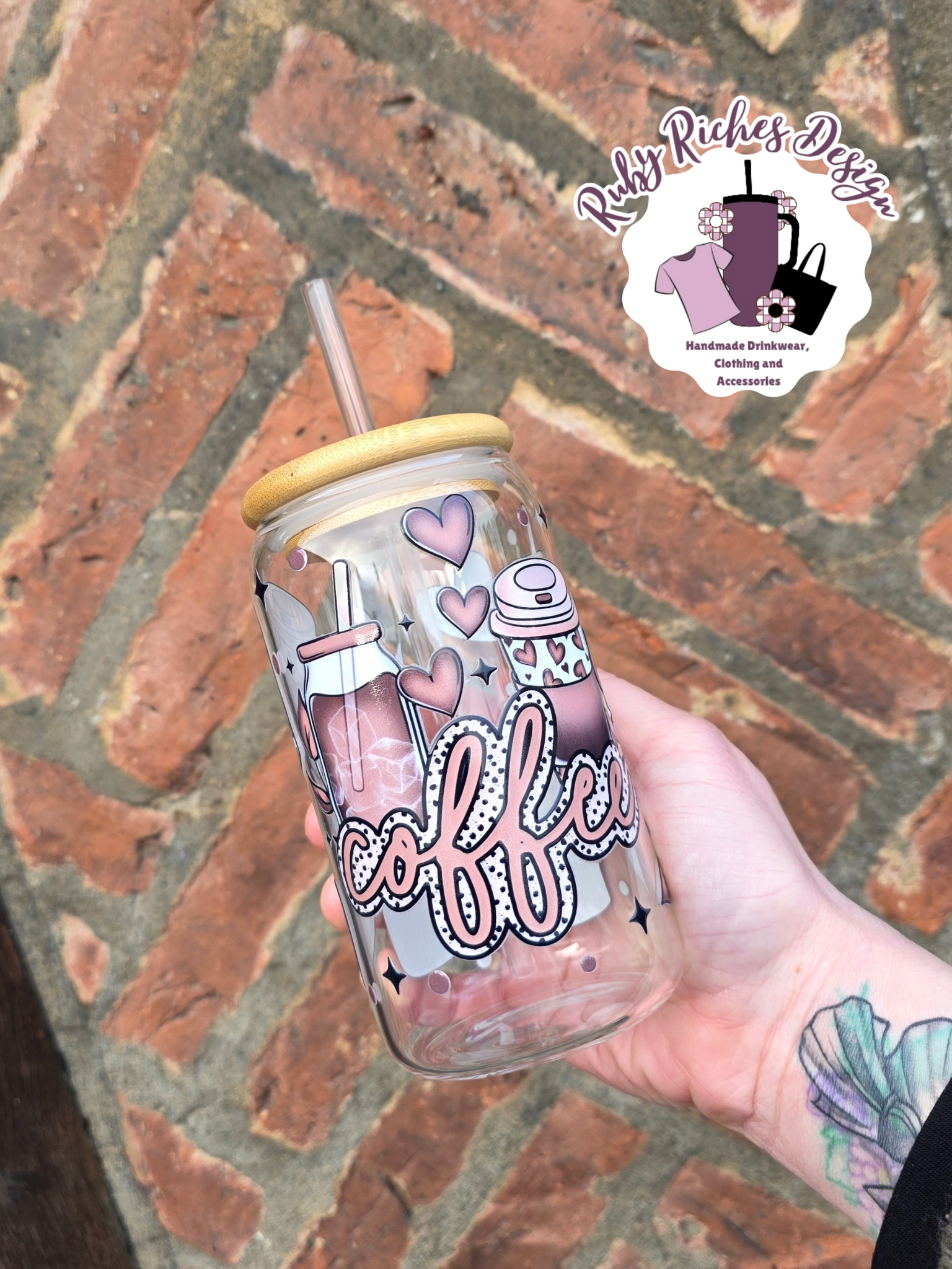 Coffee Theme Glass Tumbler