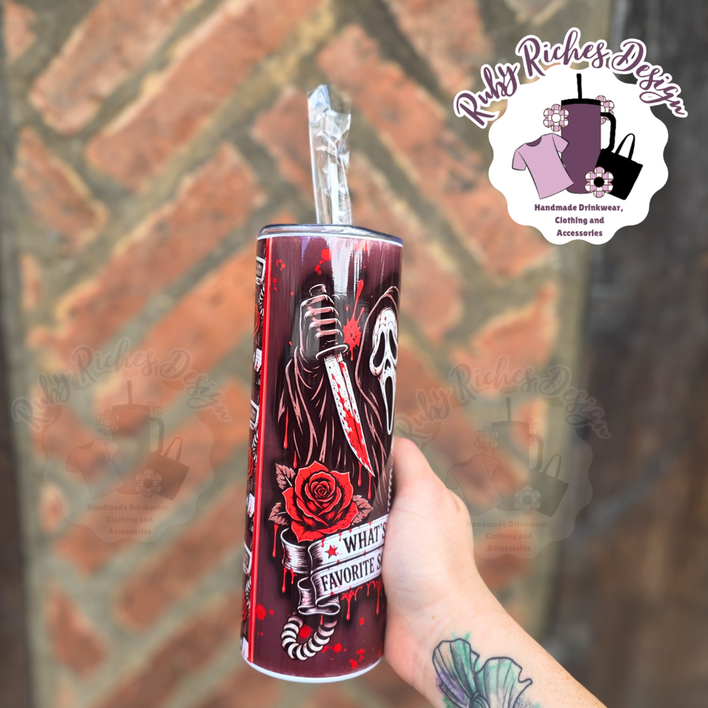 Hello Sydney Ghost Face Theme 20oz Double Wall Insulated Metal Tumbler