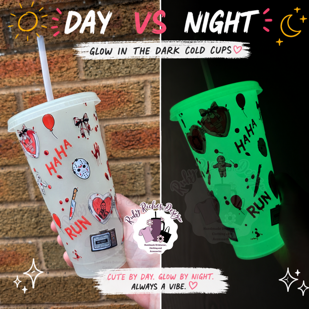 Haunted house spooky Theme glow in the dark 24oz Plastic Tumbler