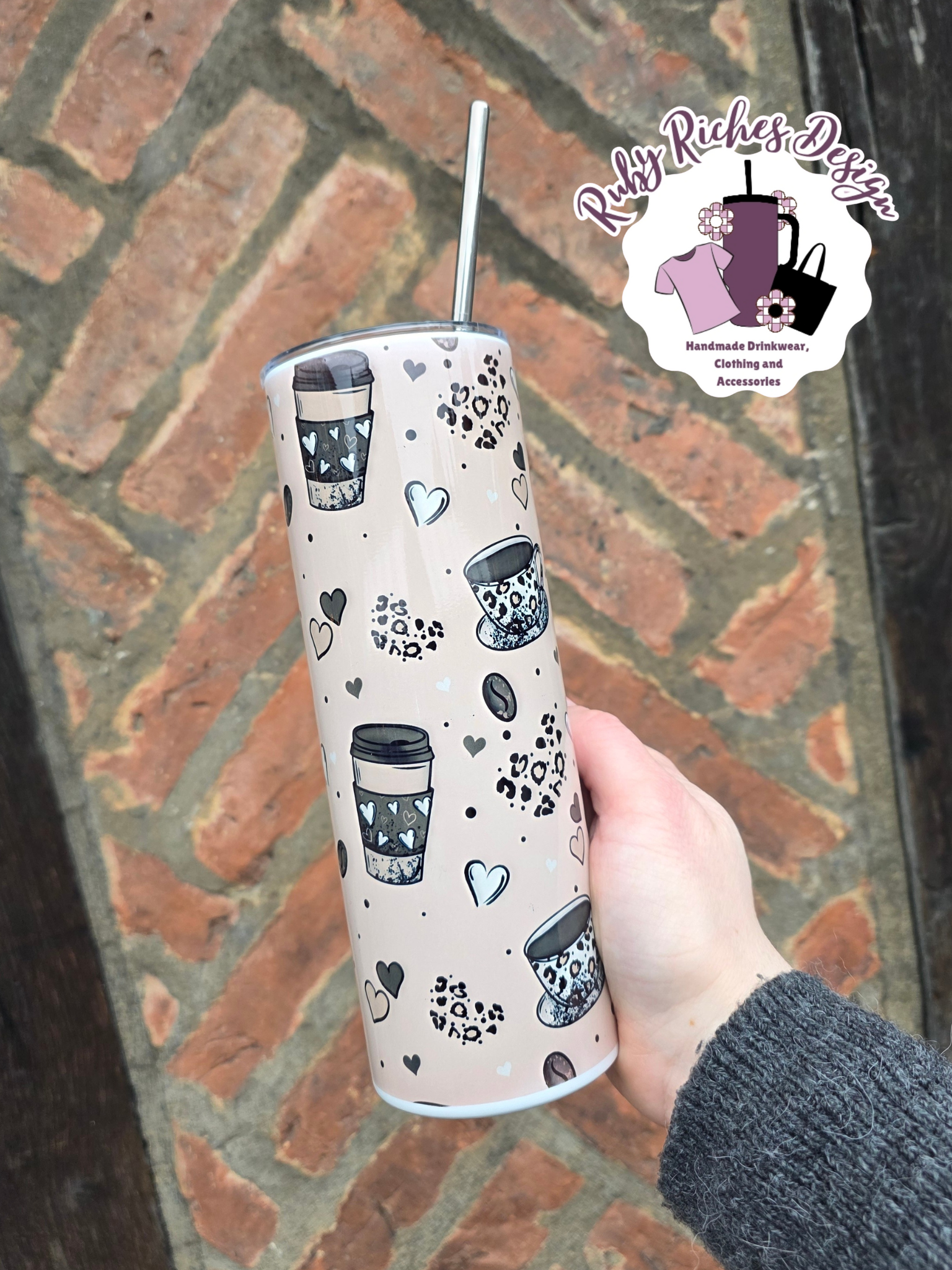 Leapord Print Coffee Design 20oz Metal Tumbler