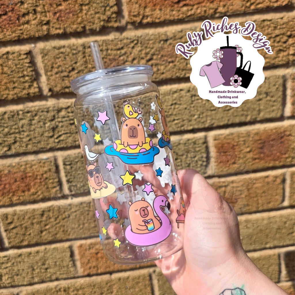 Summery Capybara Plastic Tumbler