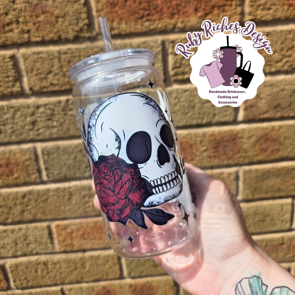 Gothic Skellie Design Plastic Tumbler 16oz