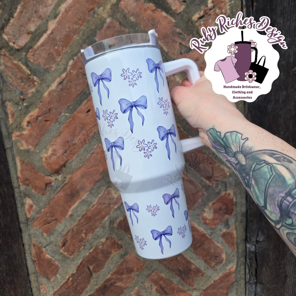 Lavender Bows 40oz Double Wall Insulated Metal Tumbler