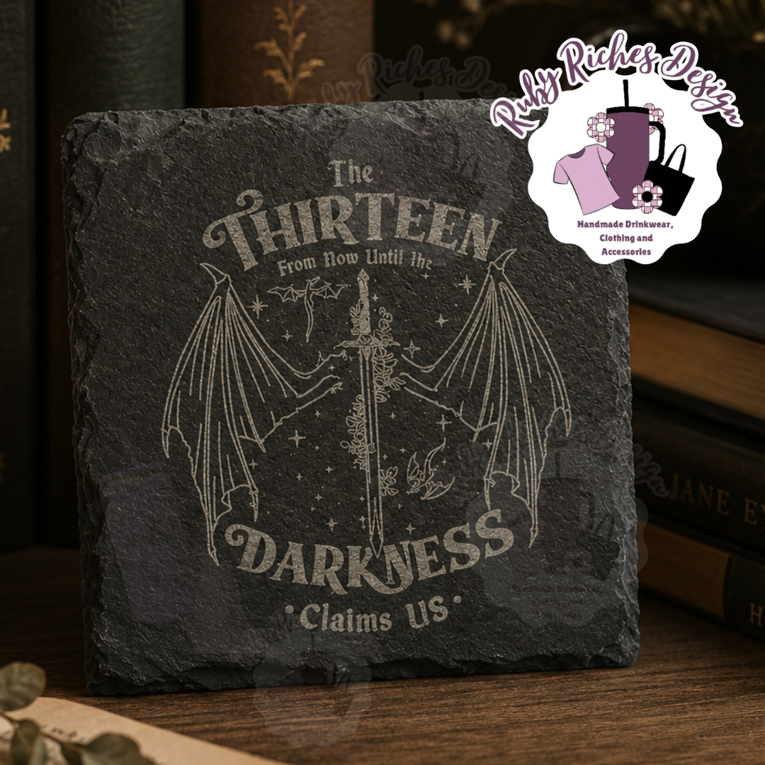 The Thirteen, Book Theme engraved Slate coaster
