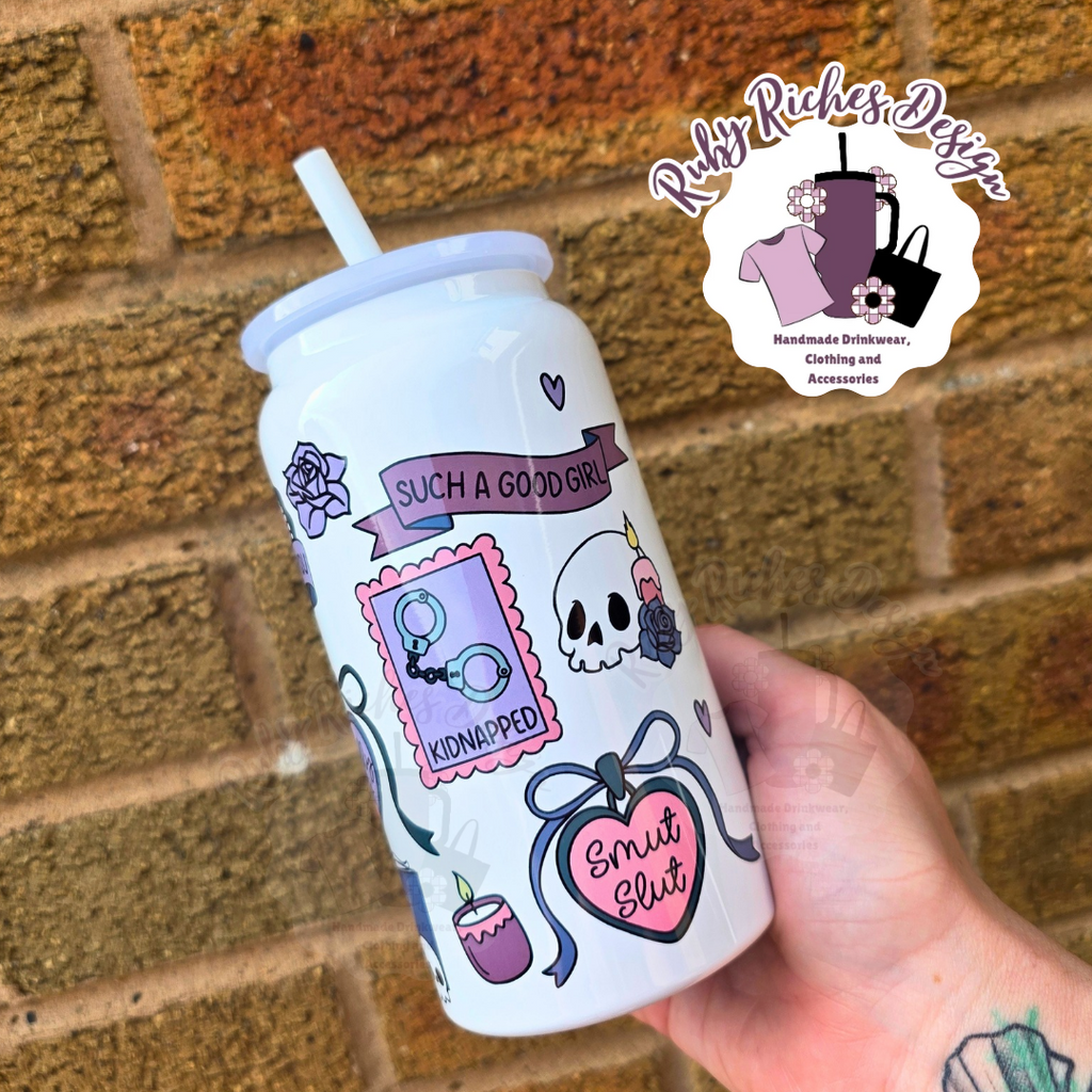 Dark Romance Smut Slut Theme 16oz Double Wall Insulated Metal Tumbler