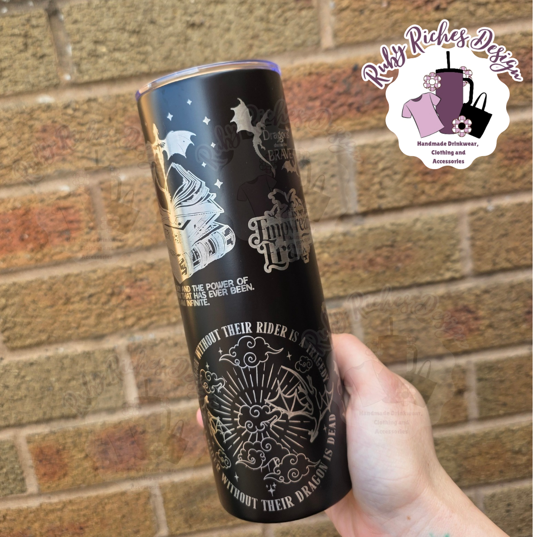 Fourth Wing Theme Engraved Double Wall Insulated Metal Tumbler