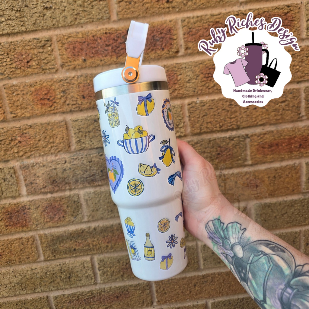 Lovely Lemons 30oz Double Wall Insulated Flip Lid Leakproof Tumbler