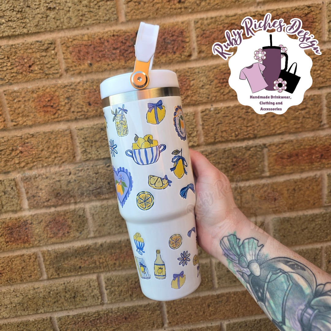Lovely Lemons 30oz Double Wall Insulated Flip Lid Leakproof Tumbler