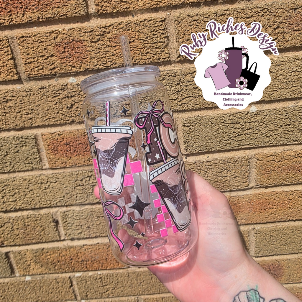 Iced Coffee Bows Theme 16oz Plastic Tumbler