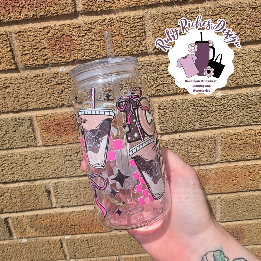 Iced Coffee Bows Theme 16oz Plastic Tumbler
