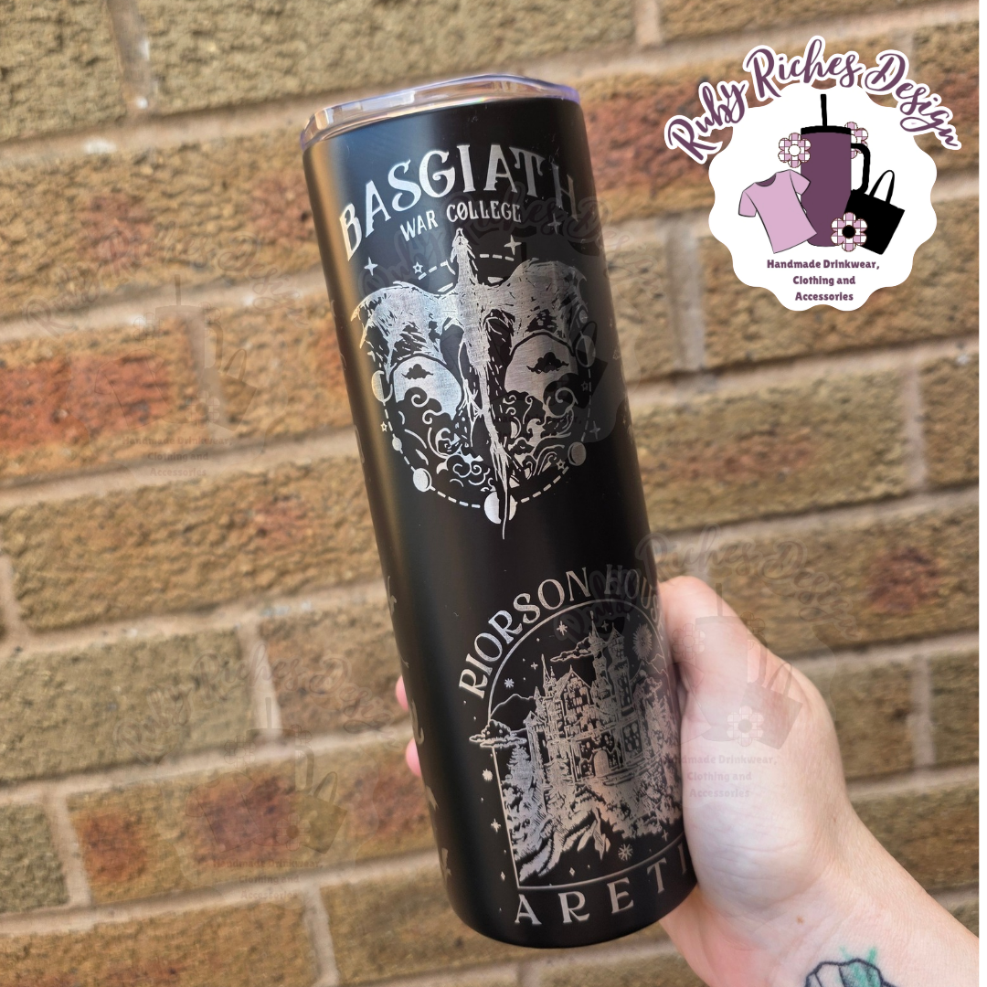 Fourth Wing Theme Engraved Double Wall Insulated Metal Tumbler