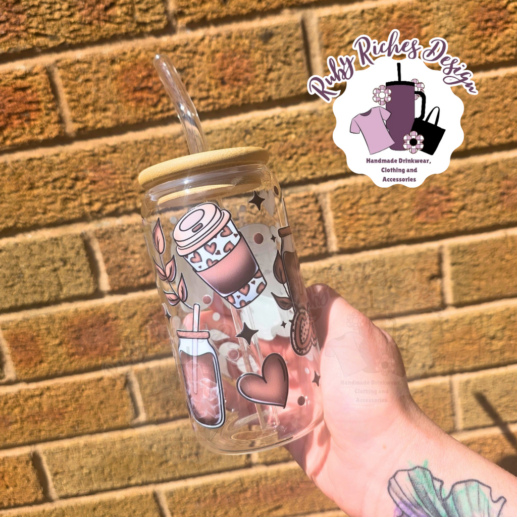 Coffee Theme Glass Tumbler