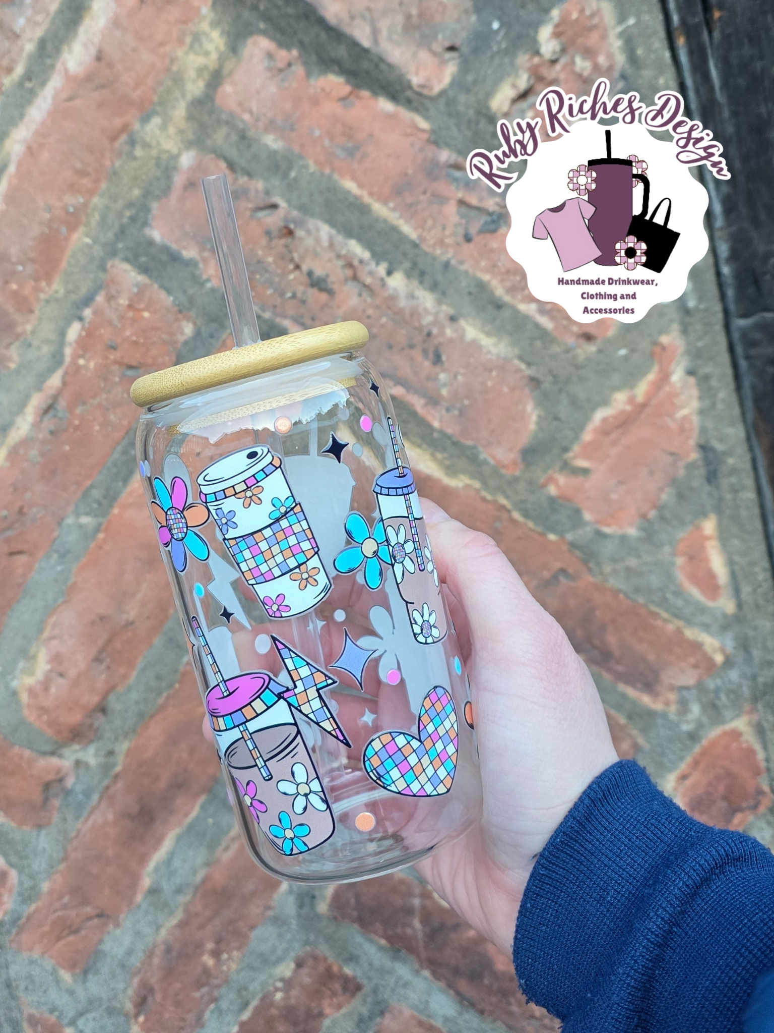 Iced Coffee Theme Glass Tumbler