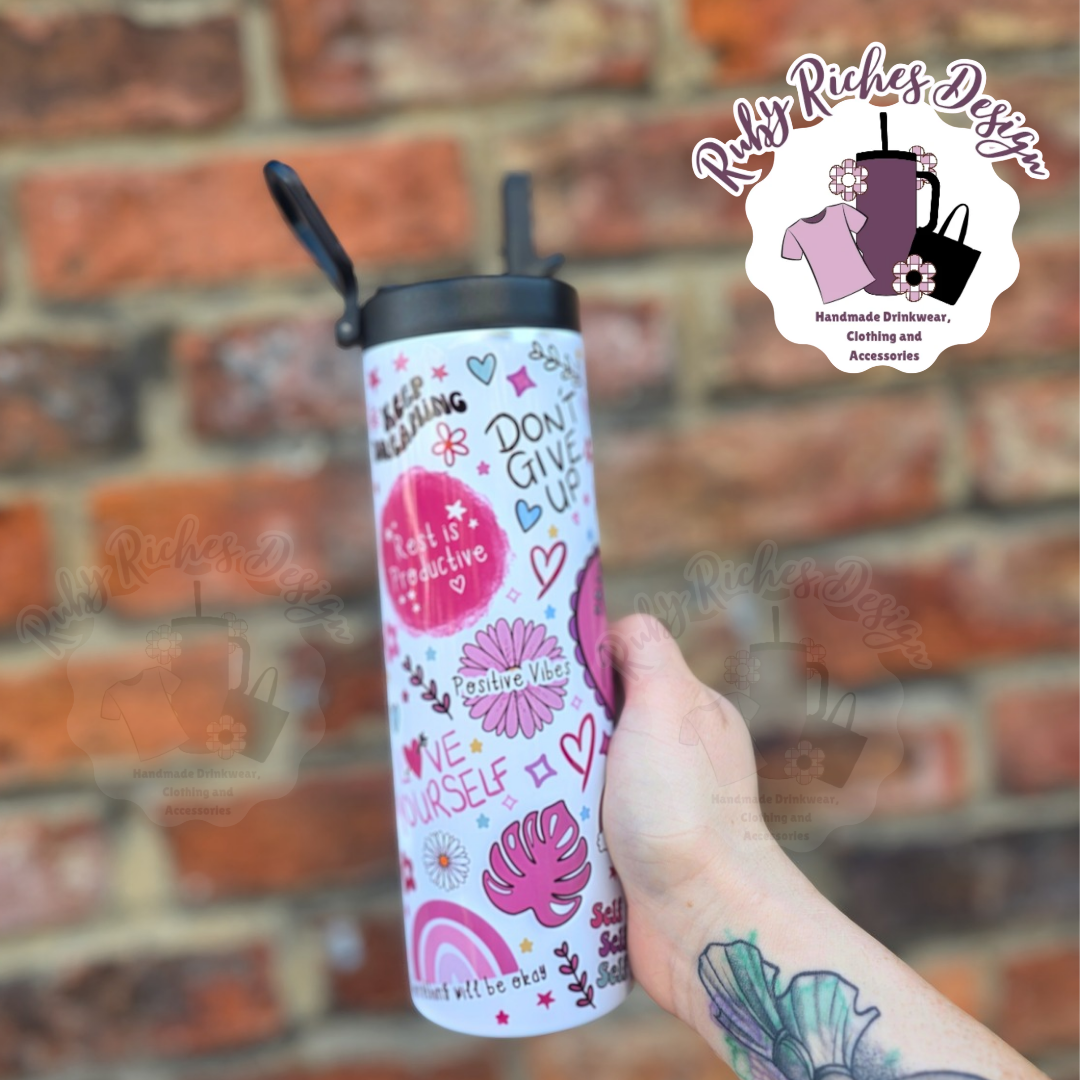Cup Of Positivy Flip Lid Meatal bottle, with Double wall Insulation