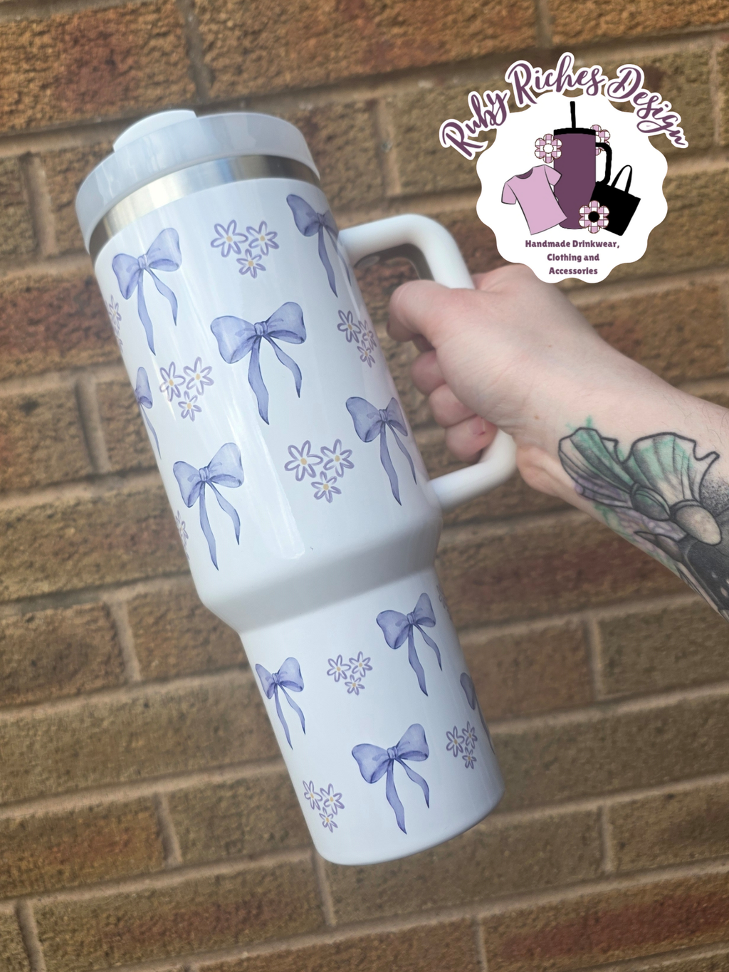 Lavender Bows & Florals 40oz Double Wall Insulated Metal Tumbler