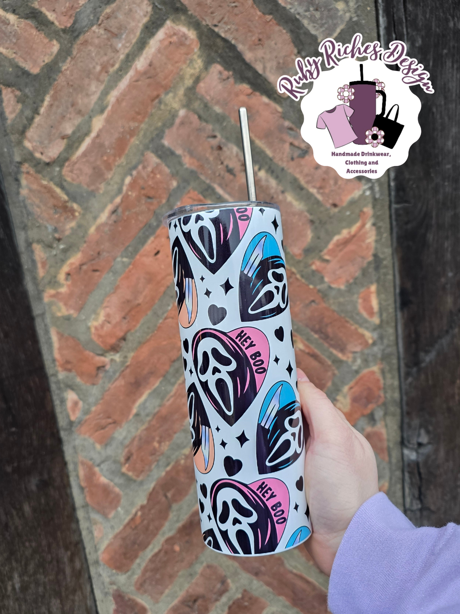 Ghost Face Boo 20oz Double Wall Insulated Metal Tumbler