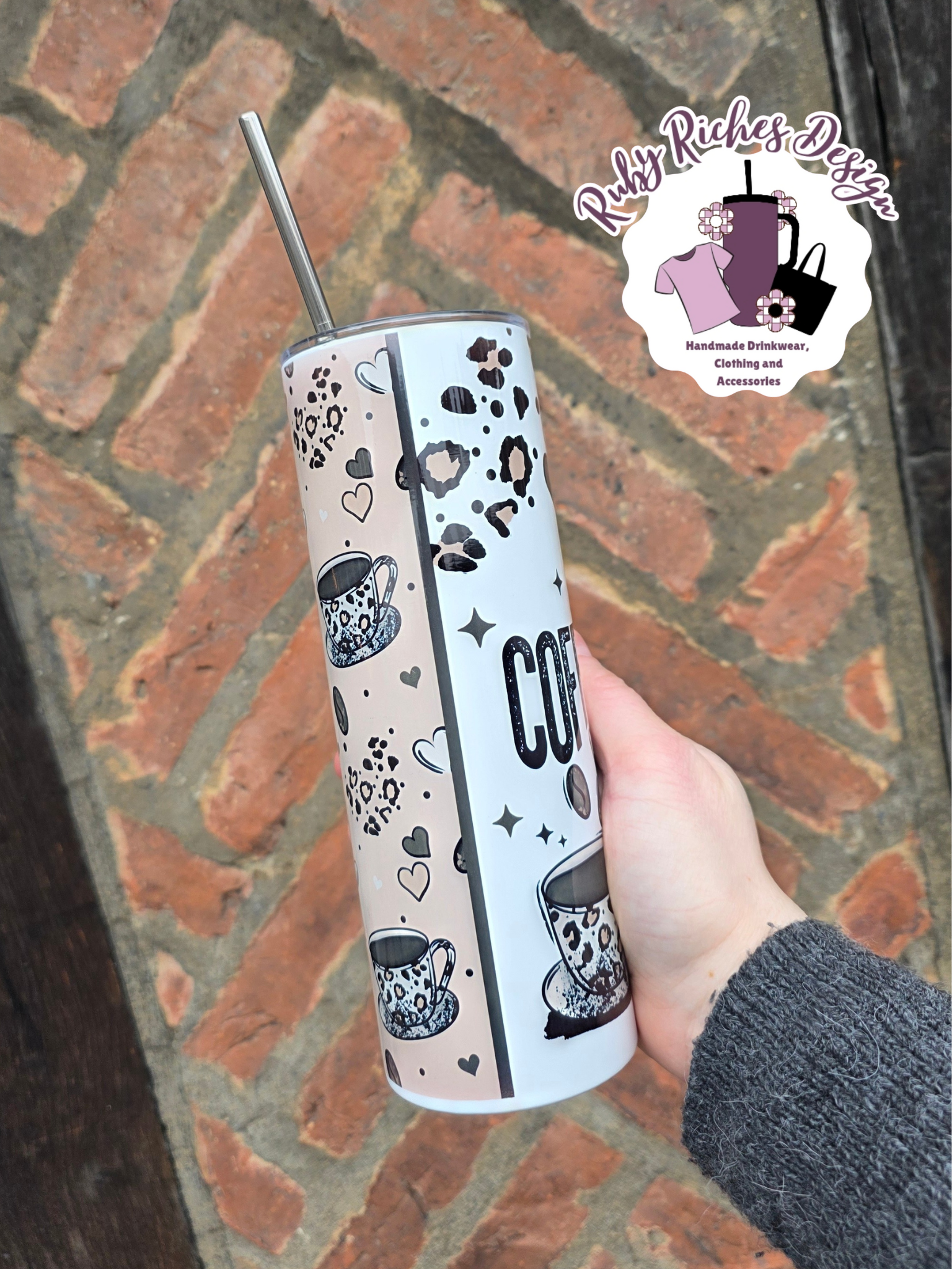 Leapord Print Coffee Design 20oz Metal Tumbler