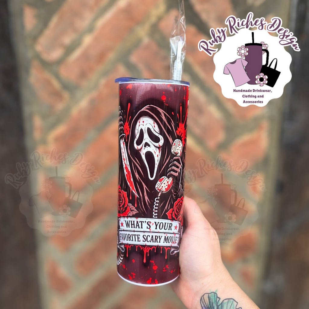 Hello Sydney Ghost Face Theme 20oz Double Wall Insulated Metal Tumbler