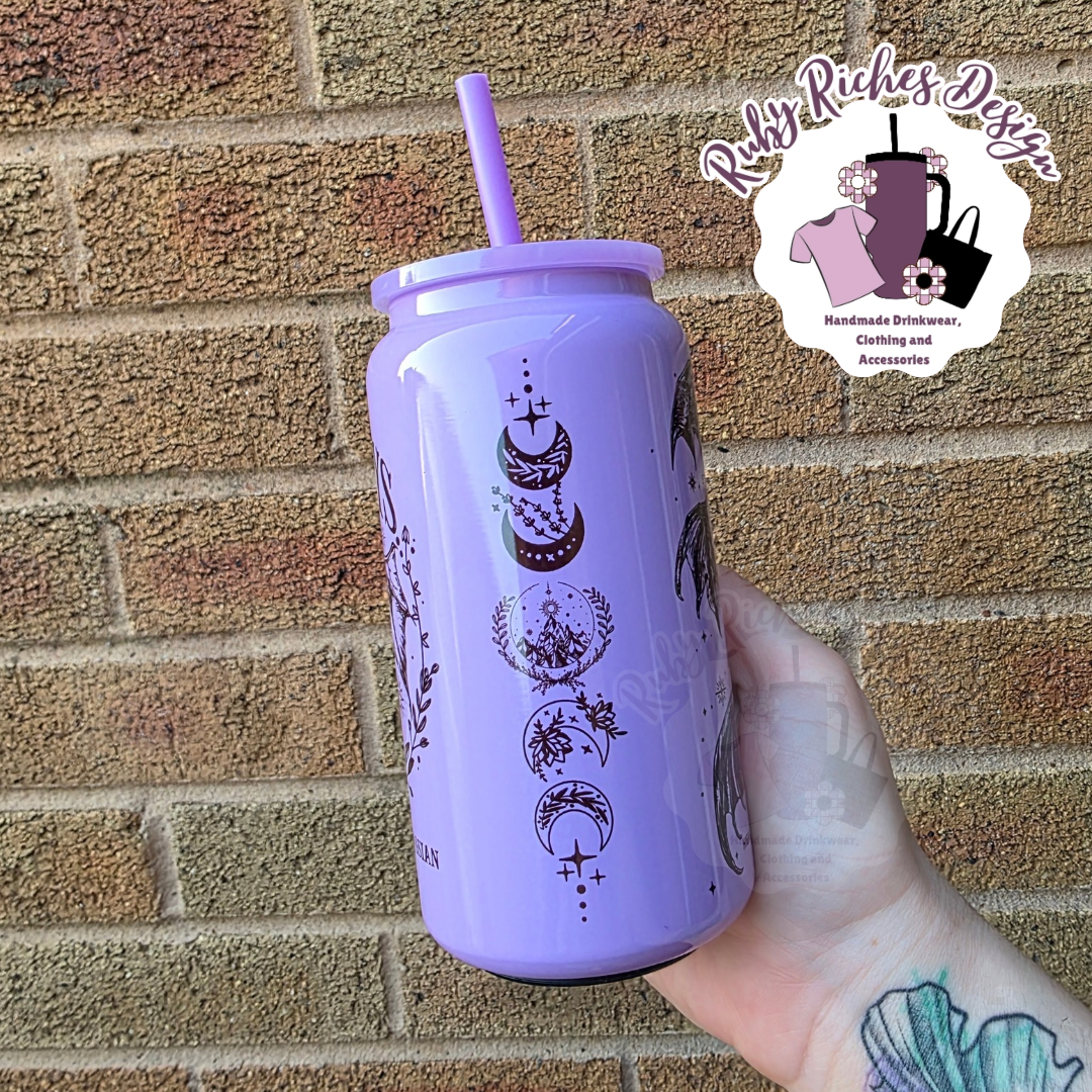 Bat Boys ACOTAR theme 16oz Purple Double Wall Insulated Metal Tumbler