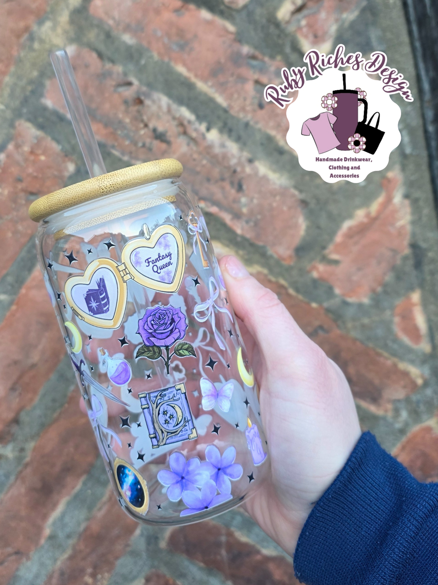 Purple Fantasy Book Club Glass Tumbler