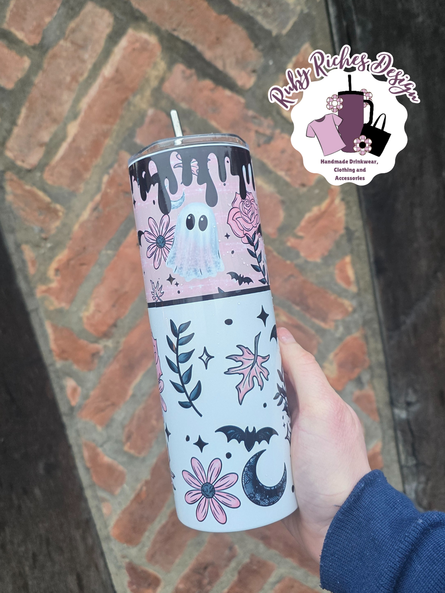 Pink Ghostie 20oz Double Wall Insulated Metal Tumbler