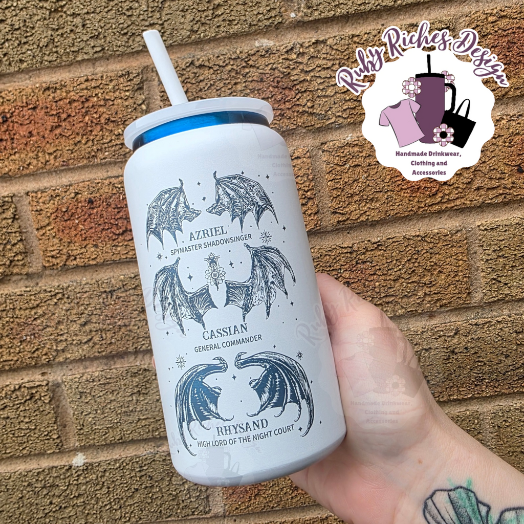 Blue Plated White Bat Boys Engraved Metal 16oz Tumbler