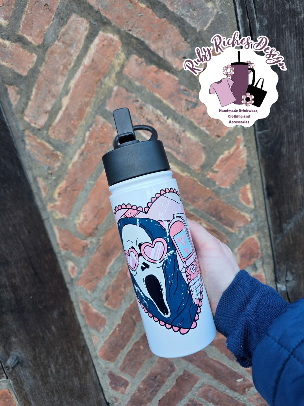 Ghost Face 20oz Flip Lid Double Wall Insulated Bottle