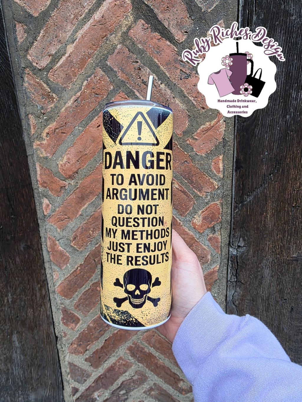 Danger Warning To Avoid Arguments Funny 20oz Double Wall Insulated Metal Tumbler