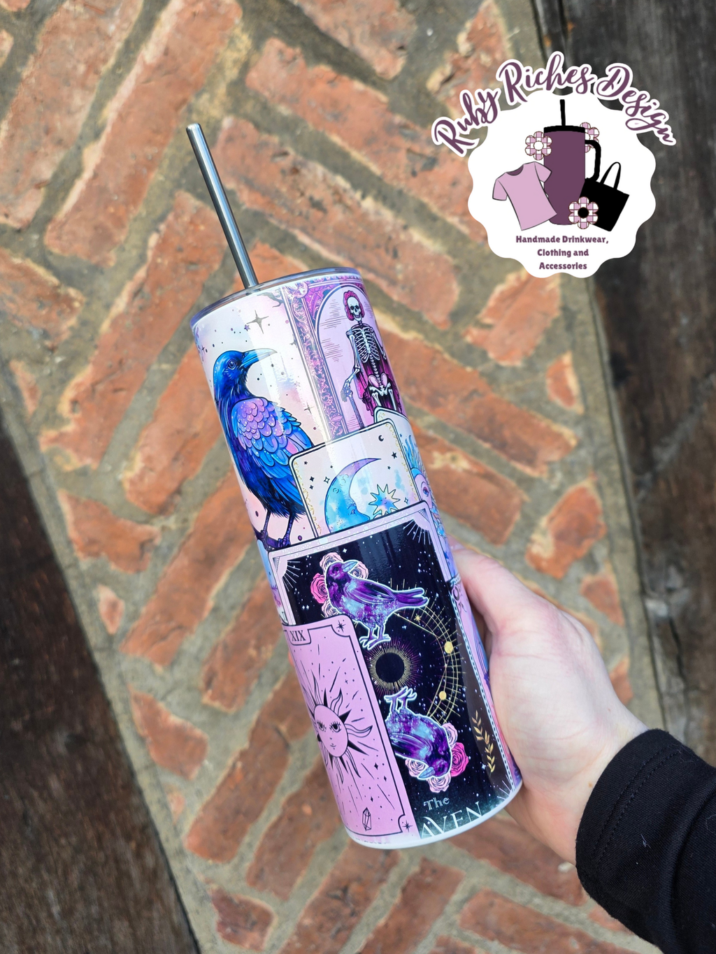 Purple Tarot Theme 20oz Double Wall Insulated Metal Tumbler