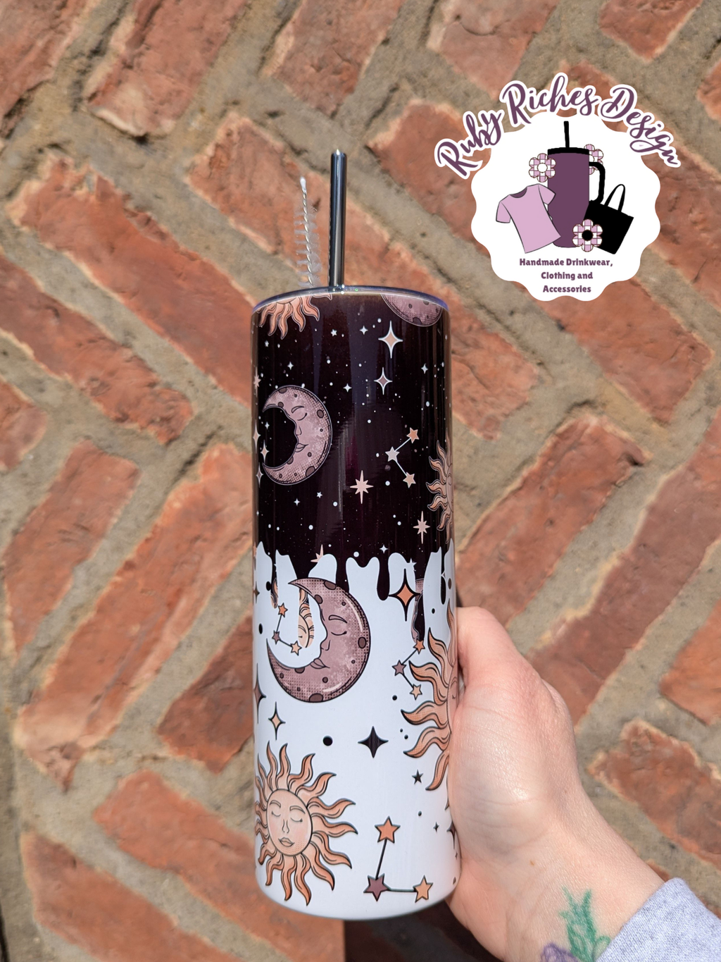 Celestial Sun And Moon 20oz Double Wall Insulated Metal Tumbler