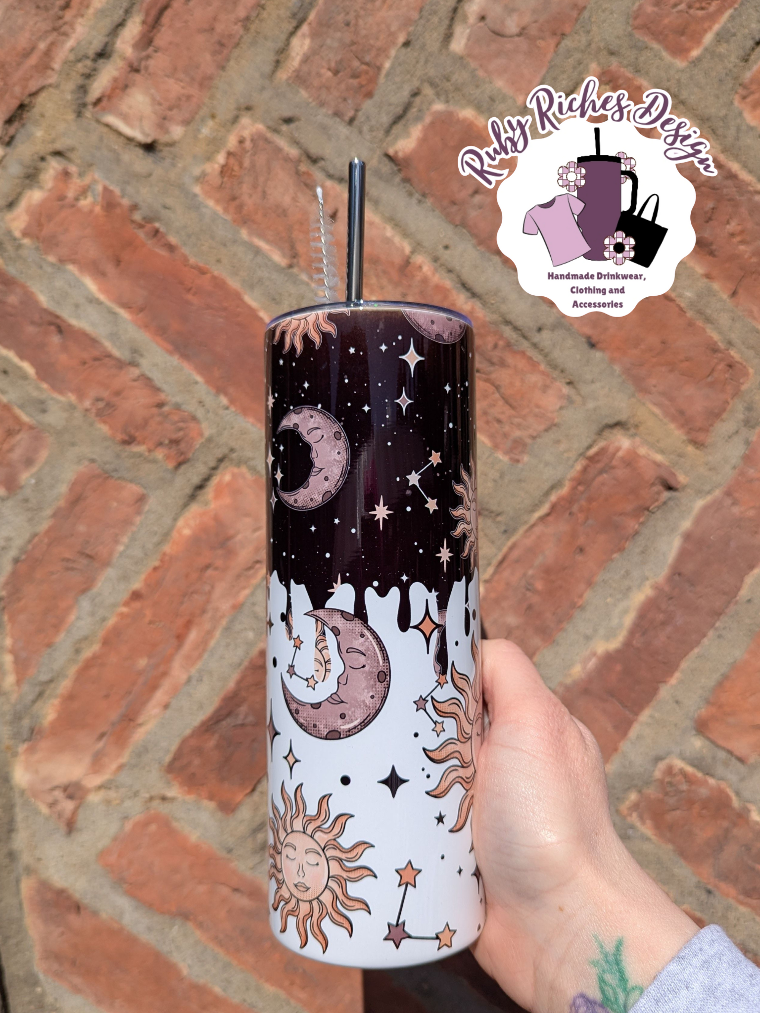 Celestial Sun And Moon 20oz Double Wall Insulated Metal Tumbler