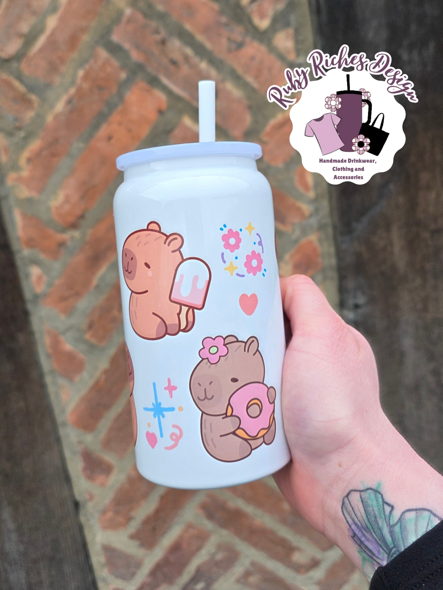 Capybara Theme 16oz Double Wall Insulated Metal Tumbler