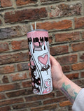Pink Ghost Spooky Drip Theme 20oz Double Wall Insulated Metal Tumbler