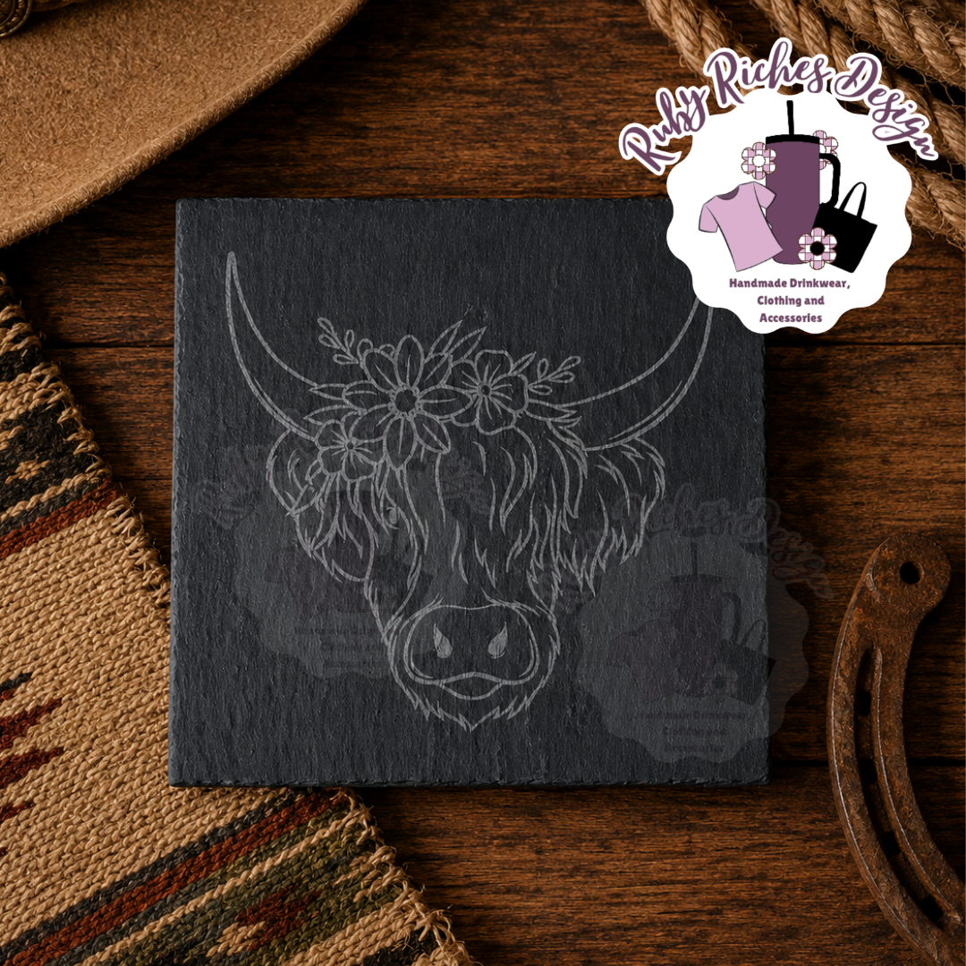 Highland Cow Engraved Coaster