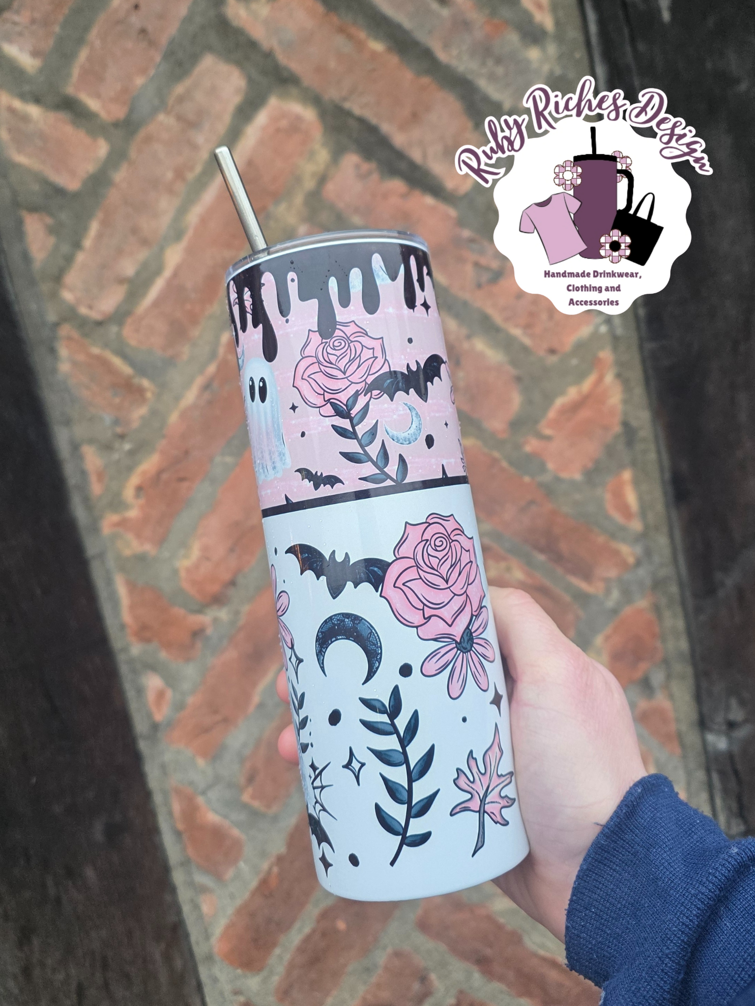 Pink Ghostie 20oz Double Wall Insulated Metal Tumbler