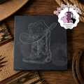 Western Hat And Boots Engraved Slate Coaster