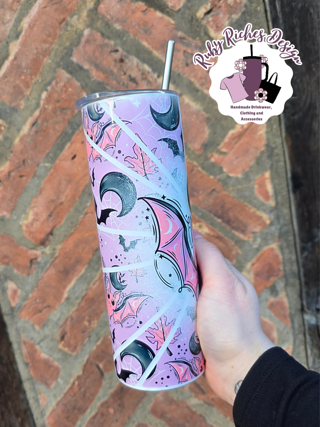 Purple & Black Bat Theme 20oz Metal Tumbler