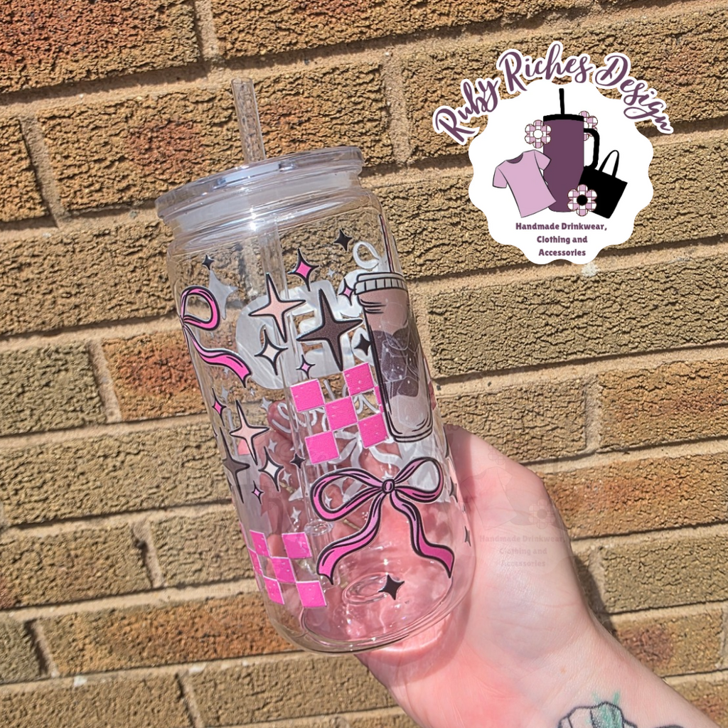 Iced Coffee Bows Theme 16oz Plastic Tumbler