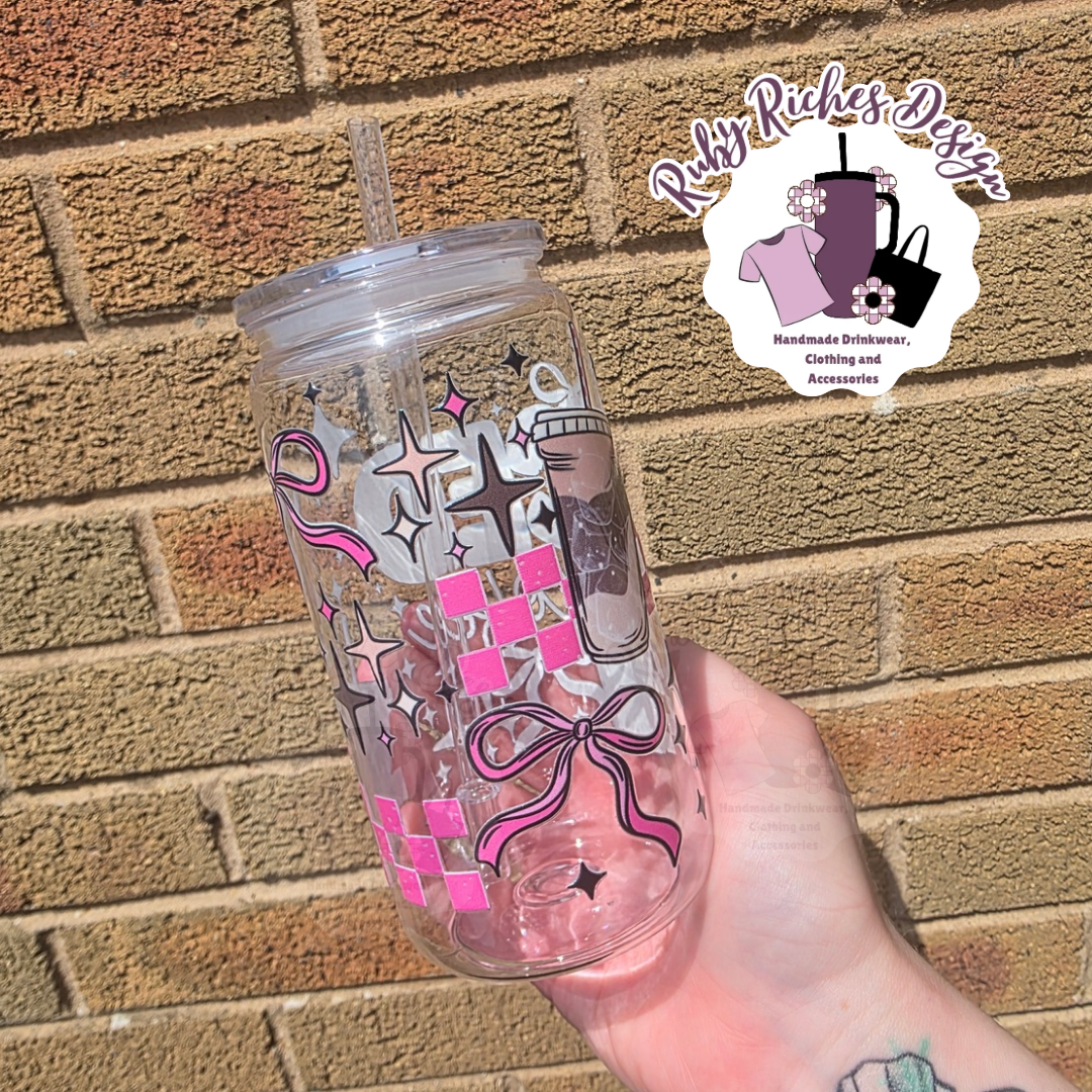 Iced Coffee Bows Theme 16oz Plastic Tumbler