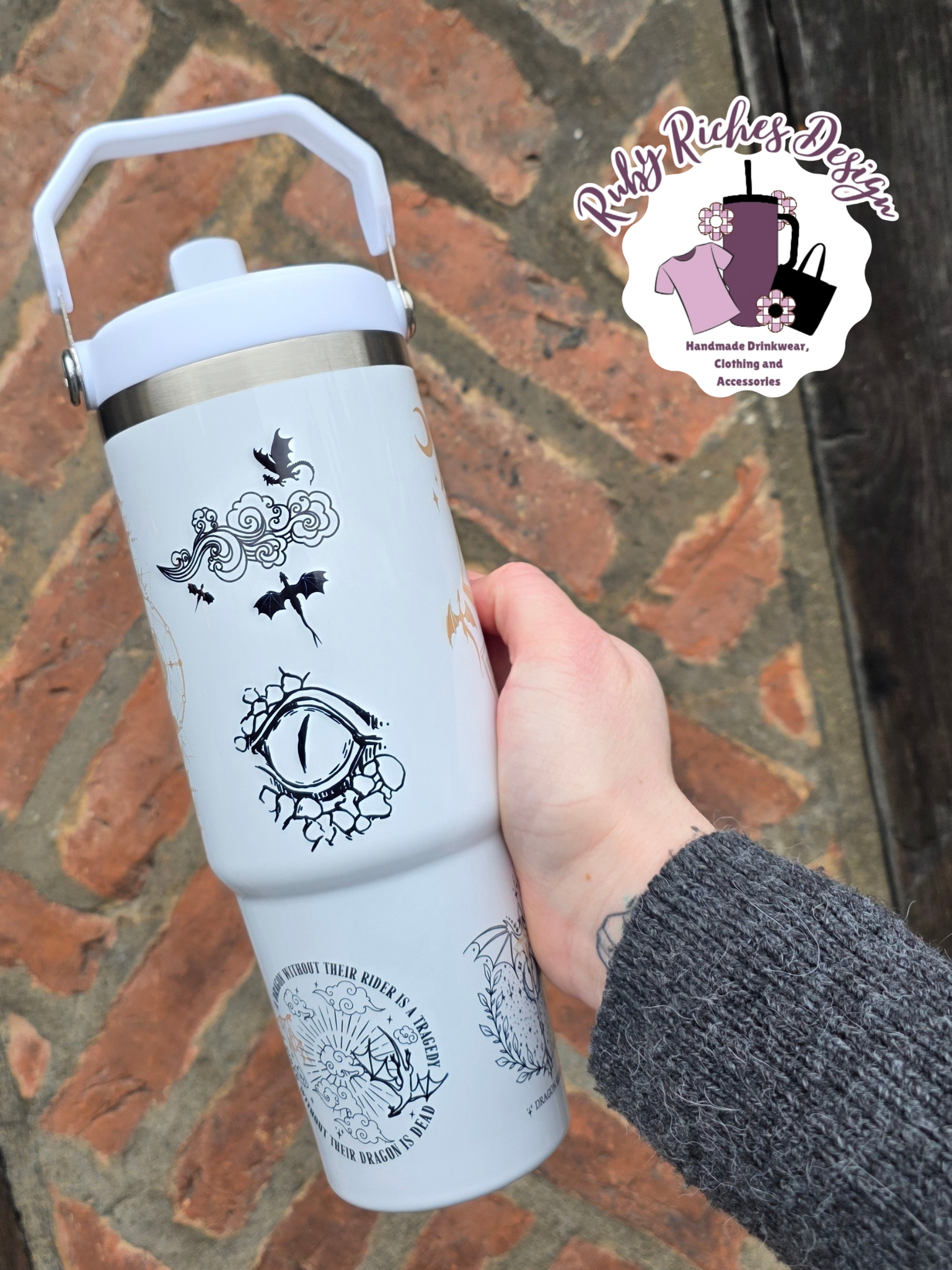 Bookish Fourth Wing Theme 30oz Leakproof Flip Lid Metal Tumbler