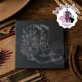 Floral Cowboy Boots Engraved Coaster